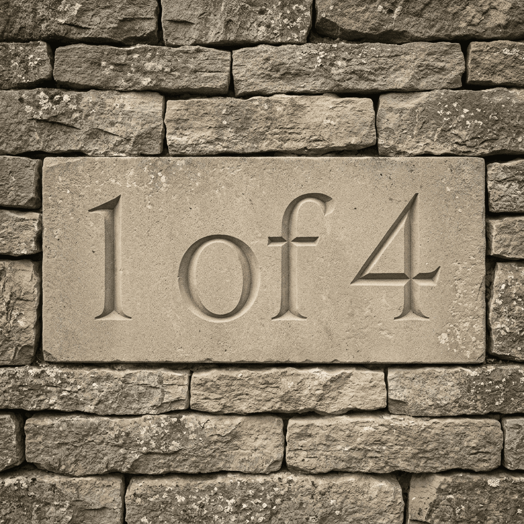 1 OF 4 — Advanced Certified Craftsmen, carved into a drystone wall